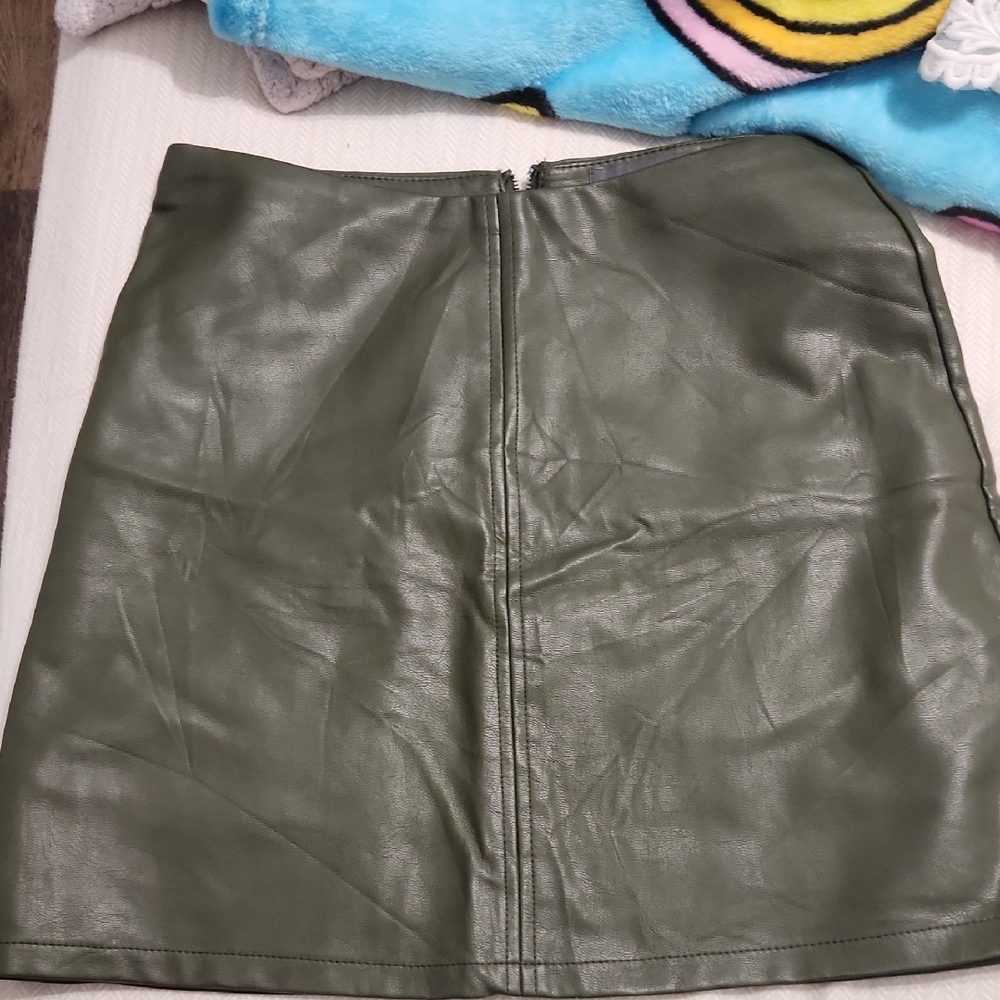 Primark Dark Green Leather Mini Skirt